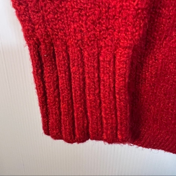 EDDIE BAUER Intarsia knit lounge sweater w/cowl neck. Size Large. Red & White - Picture 5 of 8